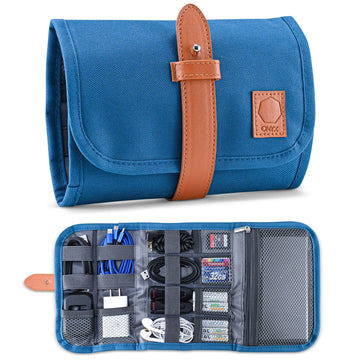 Blue Electronics Organizer Bag – Portable Travel Accessories Case for Chargers, Cords, Cables, Batteries and More!