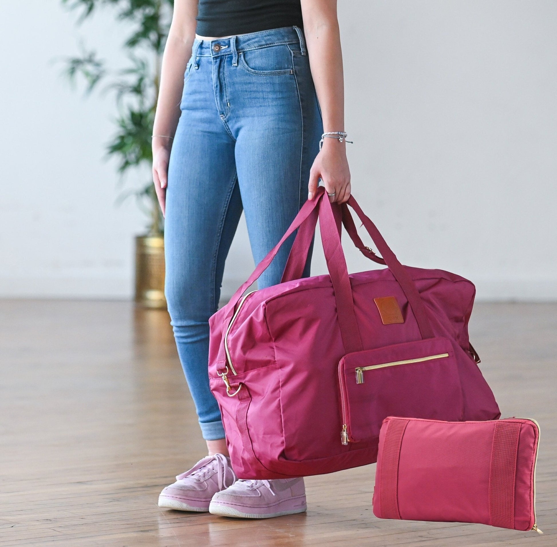Foldable collapsible weekender bag women, travel bag, sports bag, hand luggage, handbag for sports and travel, weekend bag