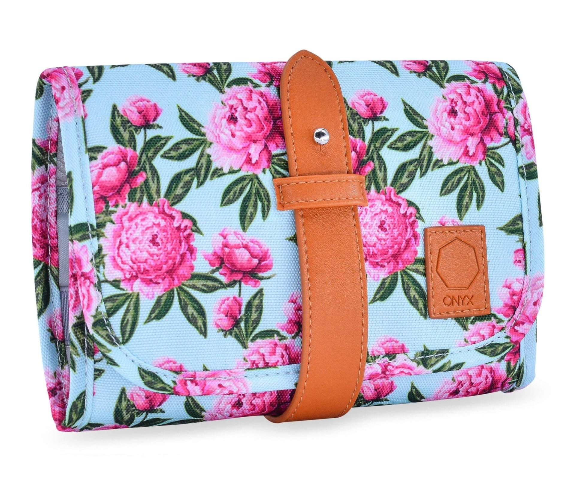 Olive, Blue, & Floral Electronics Organizer Bag – Portable Travel Accessories Case for Chargers, Cords, Cables, Batteries and More!