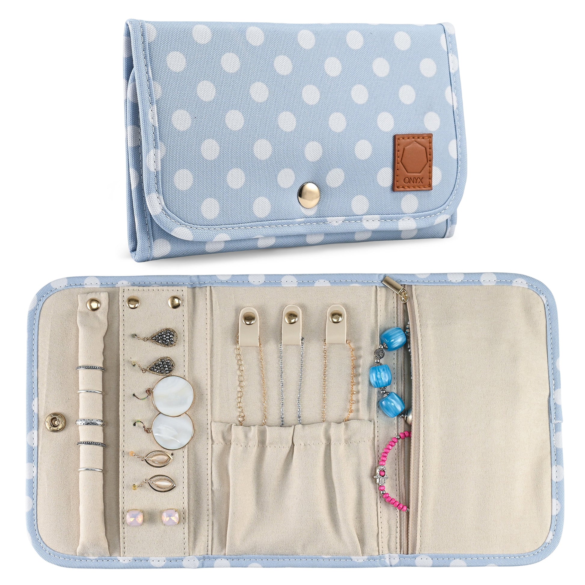 Travel Jewelry Organizer Case - Foldable for Necklaces, Bracelets, Ear